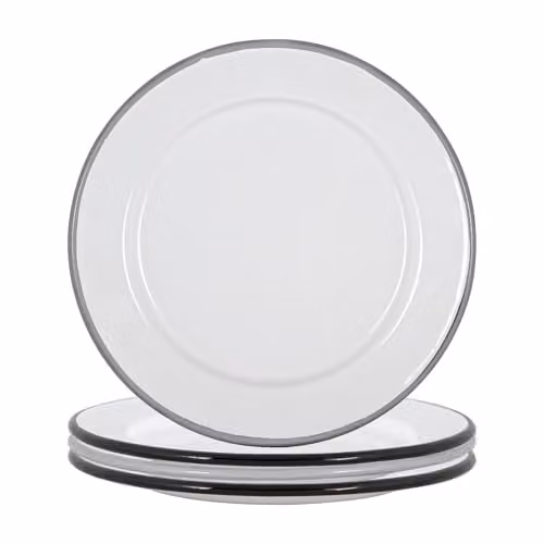 Argon Tableware Enamel Side Plates, Pack of 4, Black, Grey and White, Diameter: 20 cm