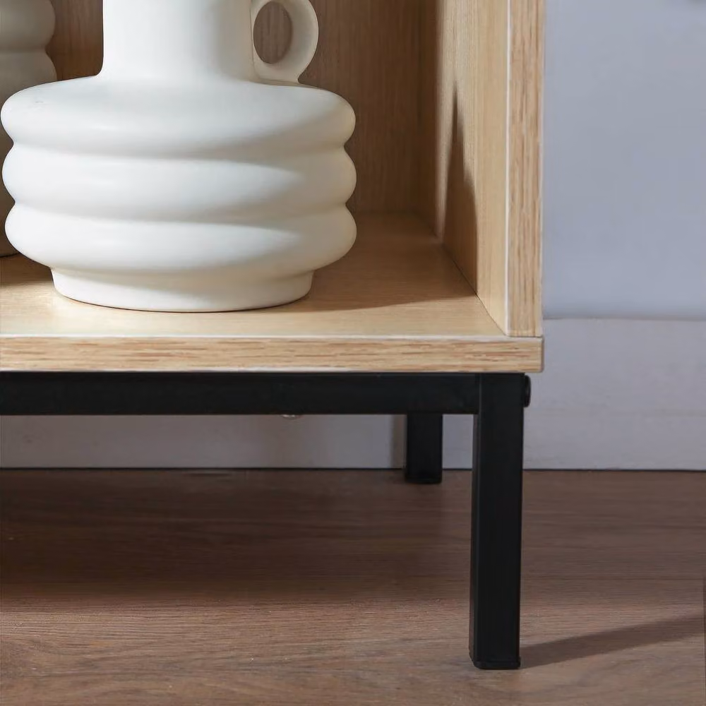 CALICOSY 6-Compartment Freestanding Storage Shelf with Metal Legs in Brown and Black, W/D/H: 72.6 x 29.5 x 29.5 cm – 5