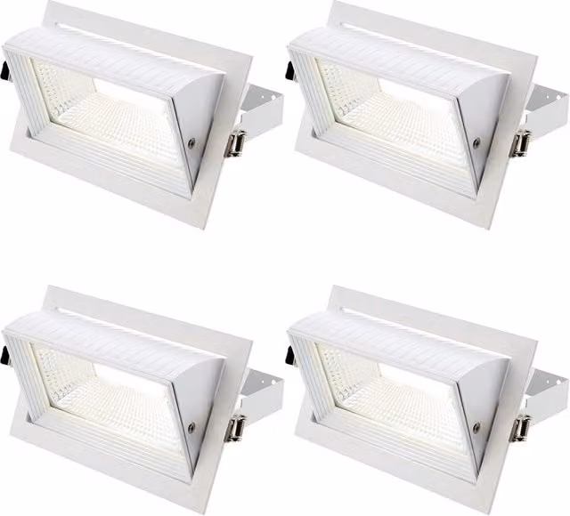 Loops 4 Pack Fully Adjustable Recessed LED Ceiling Downlight, 35W Cool White, Matt White