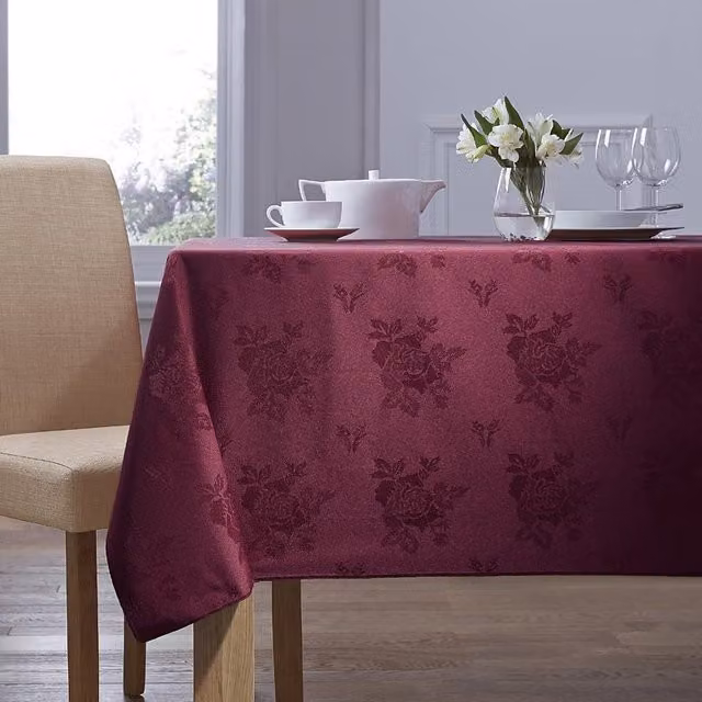 Terrys Red Floral Damask Rectangular Tablecloth