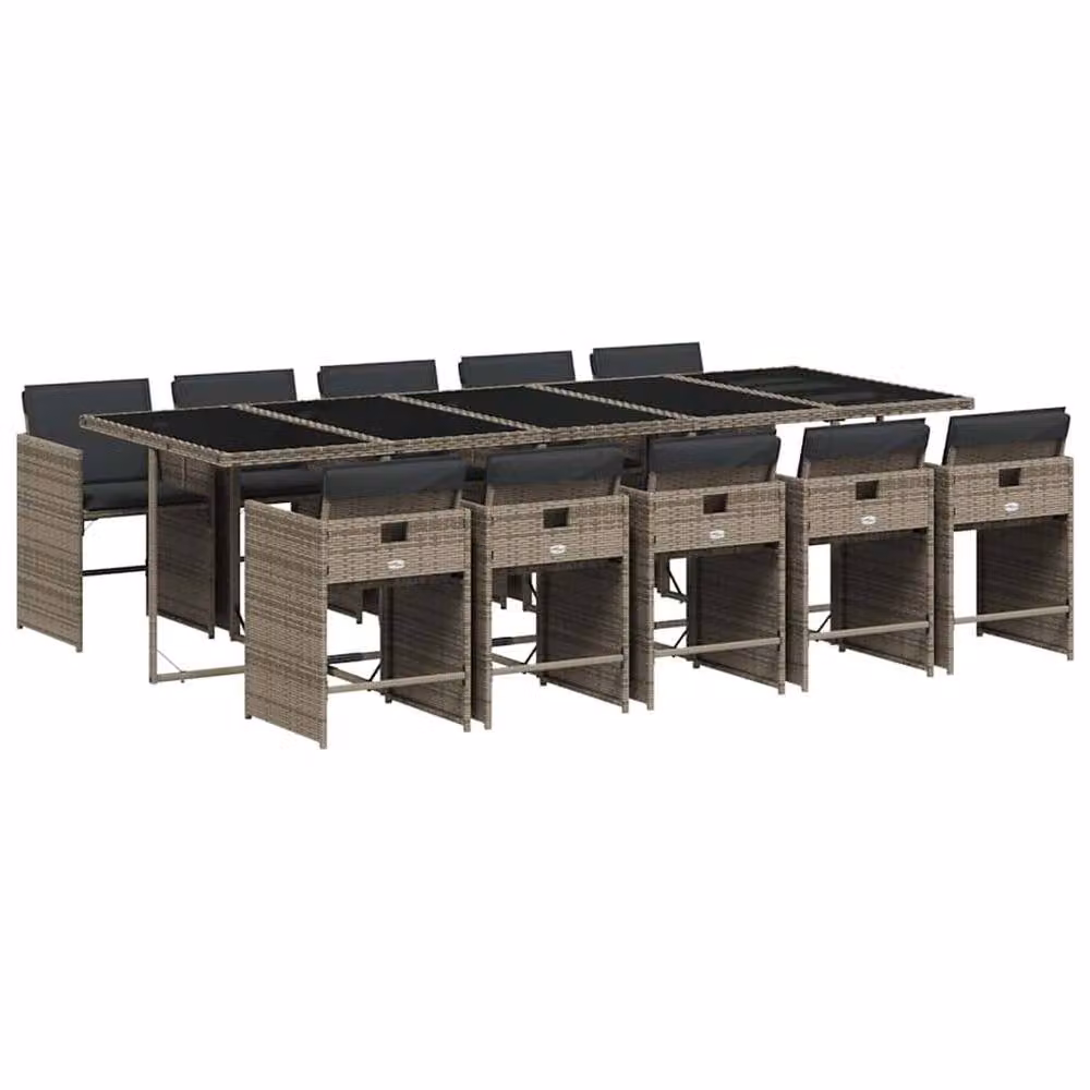 Berkfield Home Grey PE Rattan 10-Seater Collapsible Garden Dining Set with Glass Top – 2