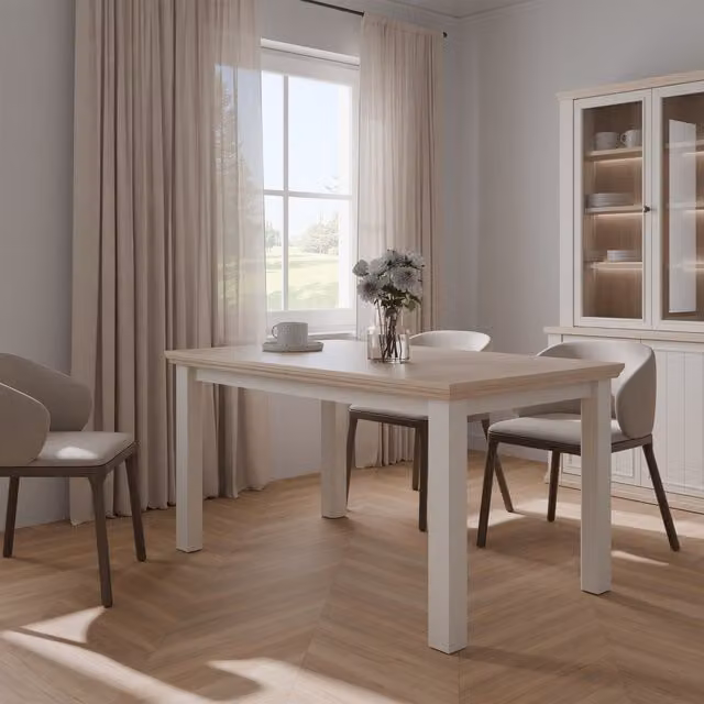 Furniture To Go Modern Rectangular Dining Table in White, Grey and Oak