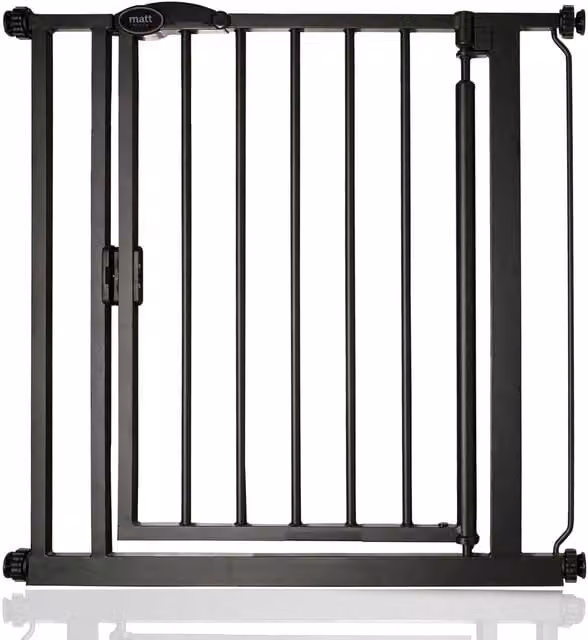 Bettacare Auto Close Stair Gate in Matt Black, Extendable and No-Drill Swing Door, Width: 75 cm - 82 cm