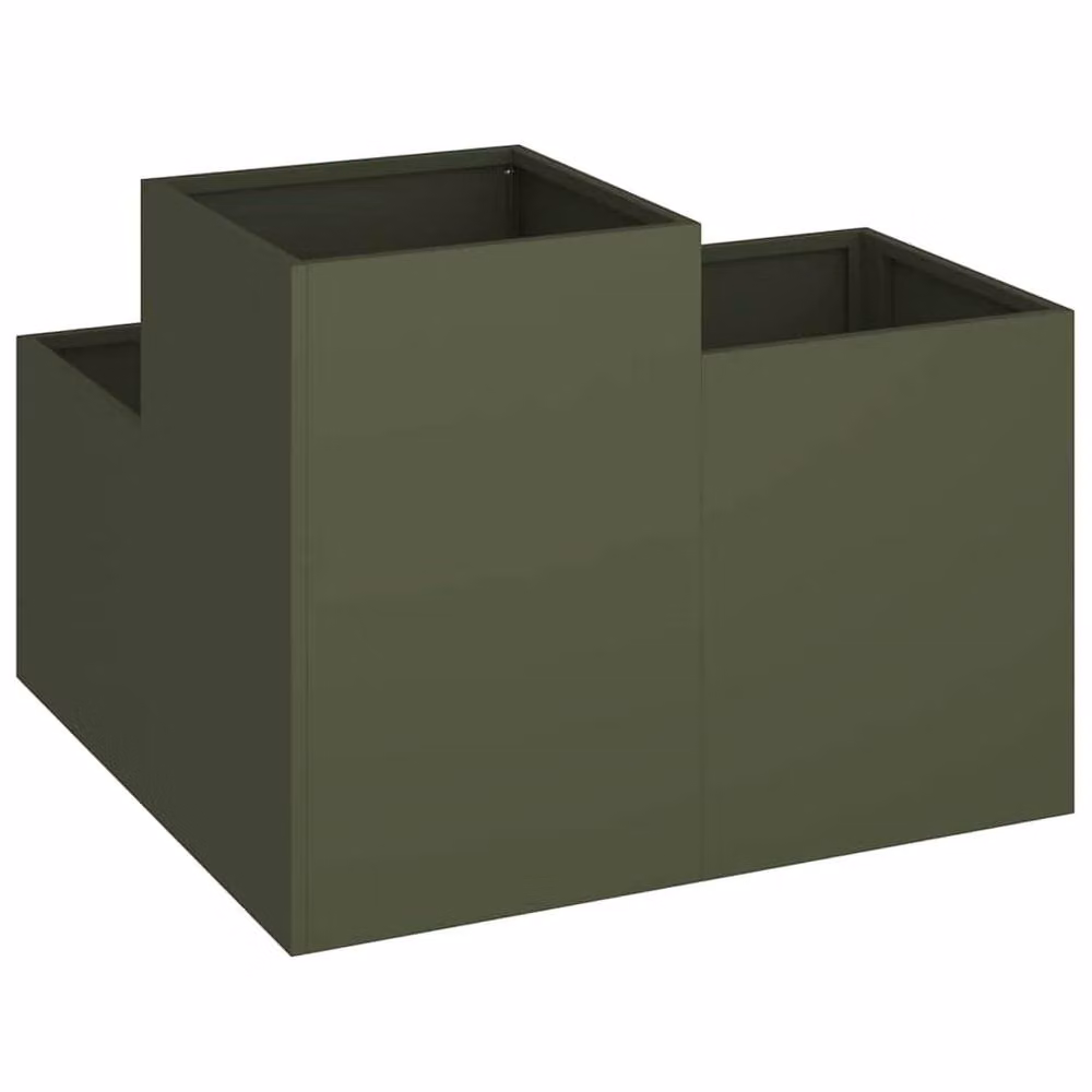 Berkfield Home Steel Garden Planter Tub in Green, W/D/H: 80 x 80 x 60 cm – 3