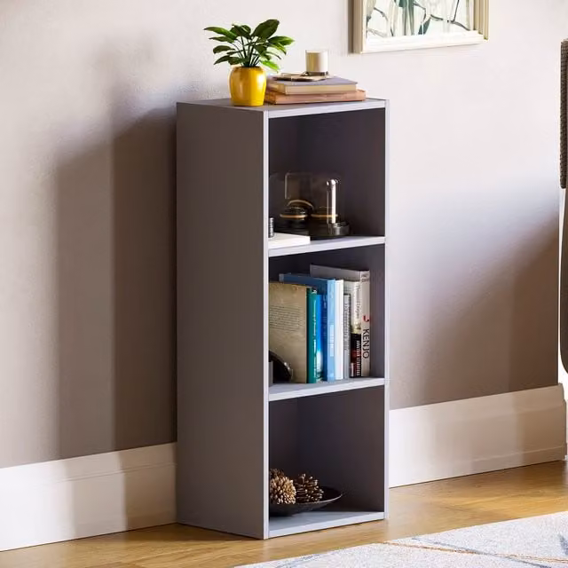 Vida Designs Oxford Cube 3 Tier Bookcase in Grey