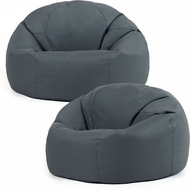 ICON Classic Indoor and Outdoor Bean Bag Set of 2 in Grey