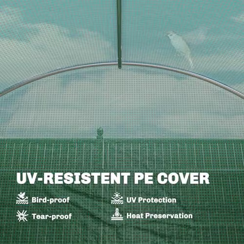 Outsunny Green Walk-in Polytunnel Greenhouse with Hinged Door and 8 Windows, W/D/H: 400 x 295 x 200 cm – 3