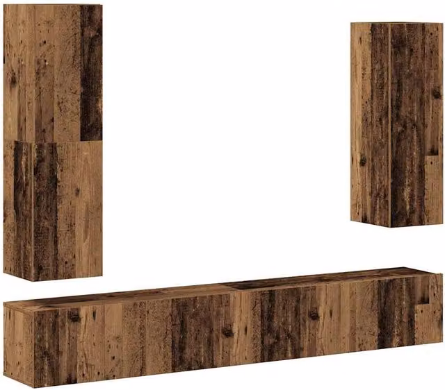 Berkfield Home 4 Piece Wall-Mounted TV Cabinet Set in Brown Matt Engineered Wood – 1