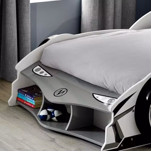 Julian Bowen Storm White and Grey Racer Car Bed Frame for Children, H58 x W112 x D230 cm – 3