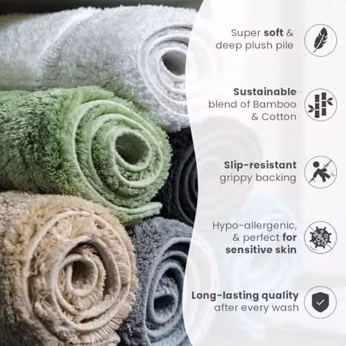 Allure Bath Fashions Bamboo Cotton Non-Slip Bath Mat in Sand, W: 50 cm x L: 80 cm – 3