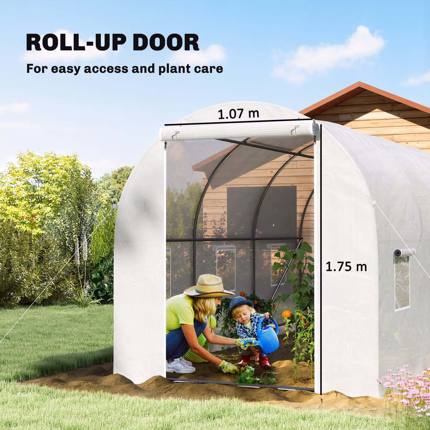 Outsunny White Tomato Greenhouse Polytunnel with Steel Frame and Mesh Windows, W/D/H: 3.5 x 2 x 2 m – 2