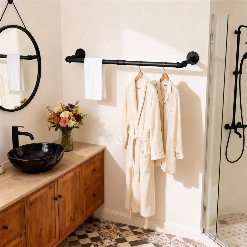Kelvenix Industrial Pipe Bar Clothes Rack in Matt Black, Width: 80 cm – 4