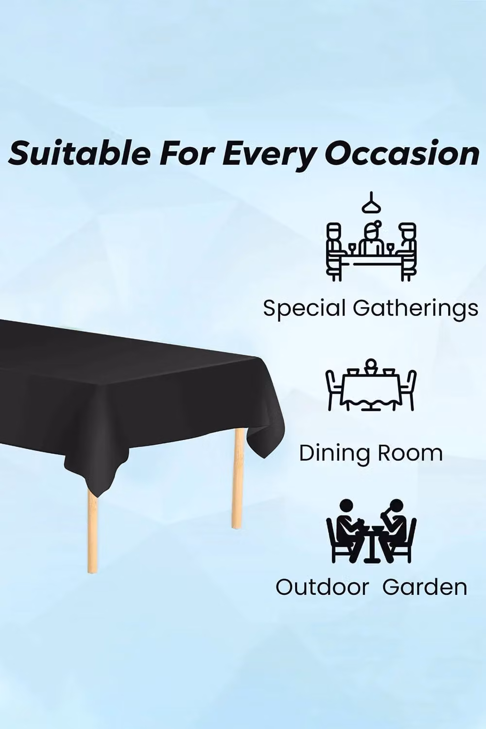 Neel Blue Black Disposable PVC Rectangular Tablecloth, Washable and Weatherproof, W: 137 cm, L: 183 cm – 2