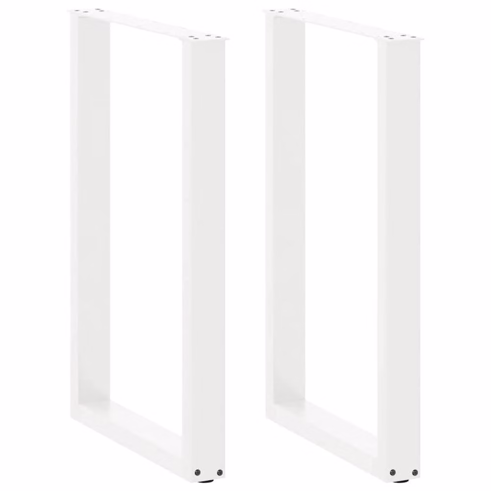 Berkfield Home U-Shaped Steel Coffee Table Legs, 2 Pieces, White, H: 90-91 cm x W: 60 cm