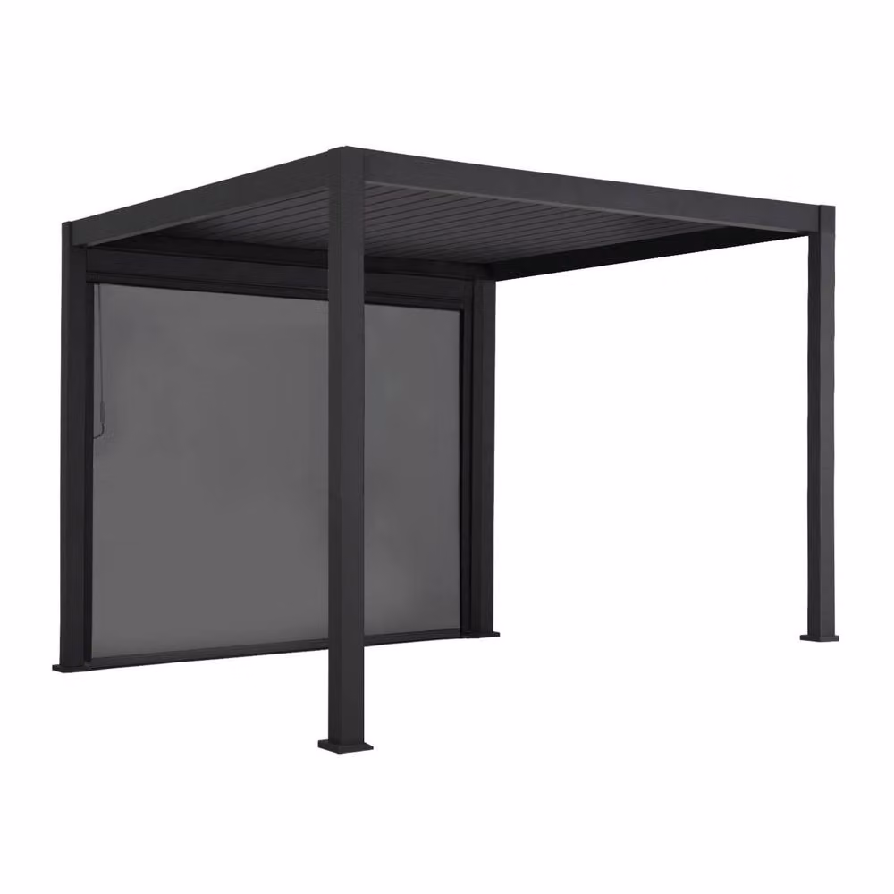 Sweekeet V2 Aluminium Louvered Pergola with 3m Blind in Dark Grey, W: 300 cm, D: 300 cm, H: 255 cm – 2