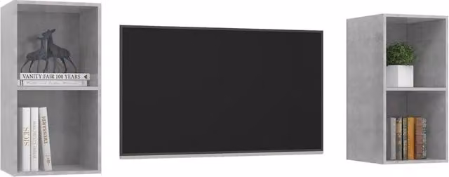 Berkfield Home Practical Wall-mounted TV Cabinets, 2 Piece Set in Concrete Grey Engineered Wood, W/D/H: 72 x 37 x 37 cm – 1