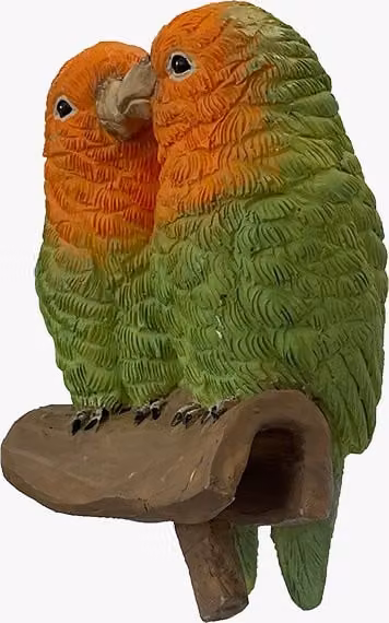 Perch & Parrow Bonded Budgies Pot Hanger, Set of Two, White and Multicolour