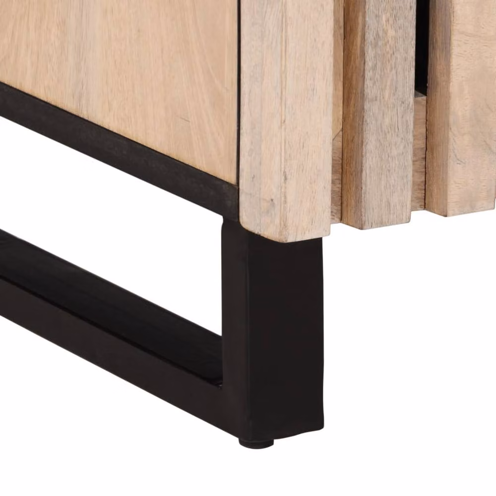 Berkfield Home Set of 2 Bedside Cabinets in Light Brown Solid Bleached Mango Wood, W: 40 cm, D: 34 cm, H: 46 cm – 7