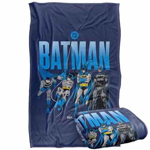 Warner Bros. Batman Across The Years Line Up Super Soft Fleece Throw Blanket, Multicolour, W/D/H: 91 x 147 cm – 1