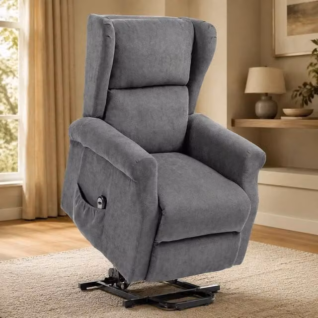 STILVORA Grey Recliner Armchair with Powered Lift Assist and Fabric Upholstery – 1