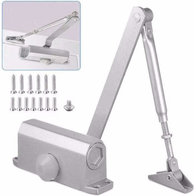 Kelvenix Heavy Duty Fire Rated Overhead Door Closer, 25-45kg, Silver, W: 10000 mm, H: 520 mm – 1