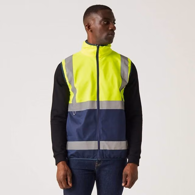 Regatta Men's Hi-Vis Full Zip Polyester Vest in Yellow and Blue, Size XL
