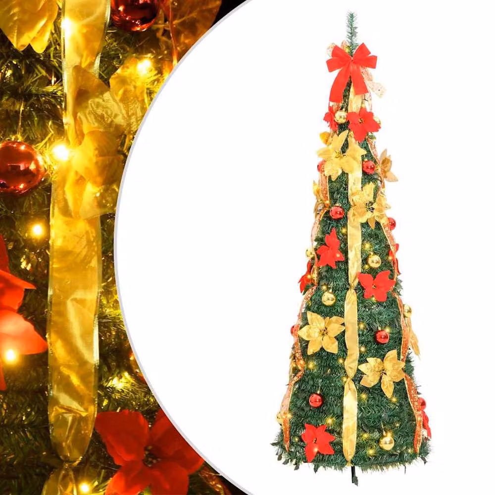 Berkfield Home Beautiful Green Artificial Pop-up Christmas Tree with 100 LEDs, Height: 150 cm – 2