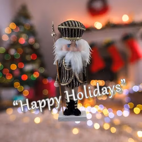 VFM e-Store Black and Gold Striped Christmas Nutcracker Tabletop Decoration H: 32 cm, W: 12 cm, D: 12 cm – 4