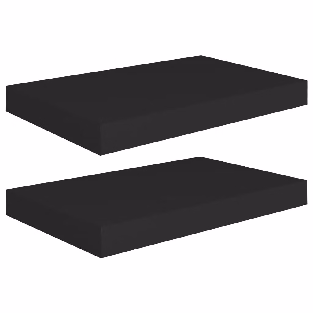 Berkfield Home Floating Wall Shelves, 2 Piece Set, Black, W: 40 cm, D: 23 cm, H: 3.8 cm – 2