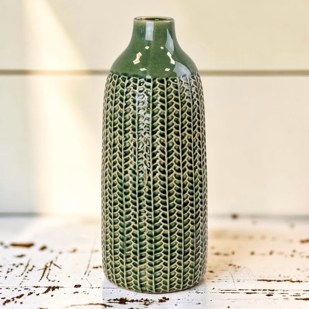 Four Candle Green Ceramic Geometric Vase, Height: 37.5 cm – 2