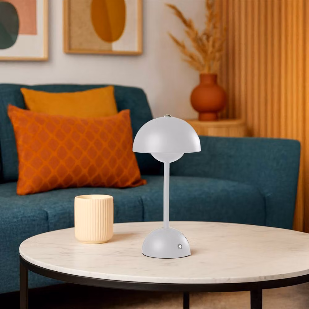 First Choice Lighting Eleanor White LED Rechargeable Touch Dimmable Table Lamp – 3