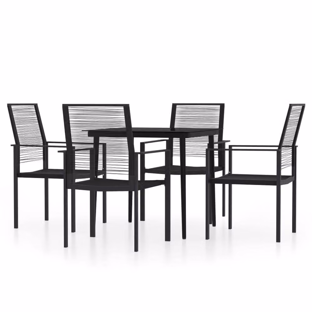 Berkfield Home 5 Piece Modern Garden Dining Set in Black – 2