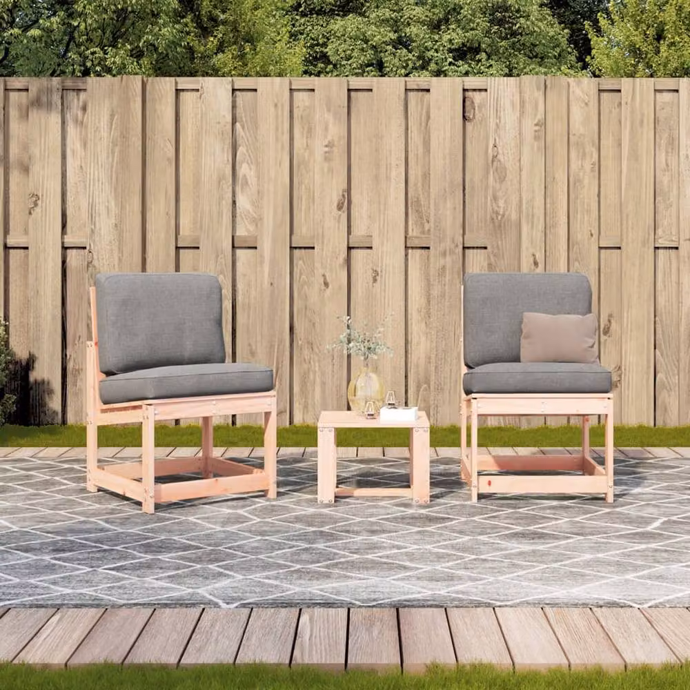 Berkfield Home 3 Piece Garden Lounge Set in Solid Wood with Beige Cushions – 2