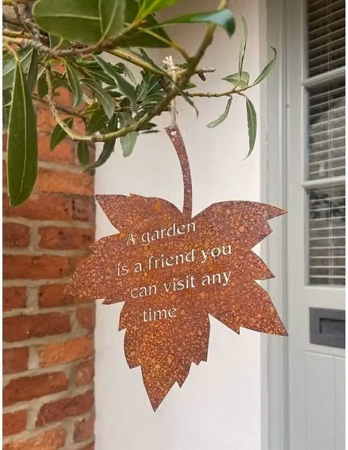 Poppyforge Falling Leaves A Garden Is a Friend Metal Hanging Wall Art in Bronze, W: 20.3 cm, H: 25.4 cm – 1