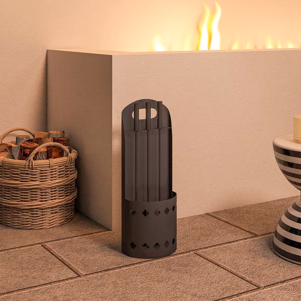 STILVORA Fireplace Companion Set with Bucket and 4 Tools in Black – 10