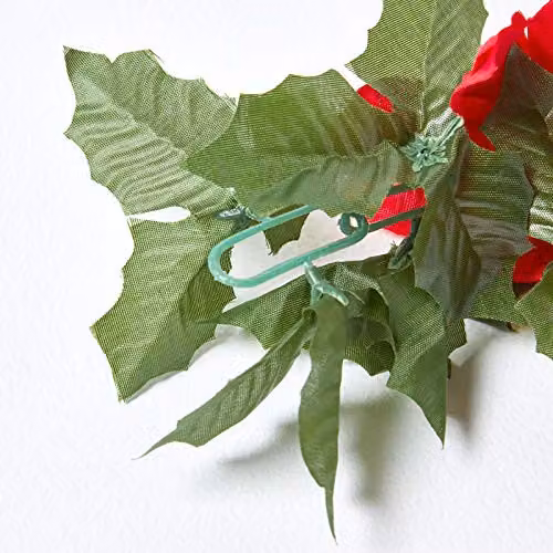 Homescapes Artificial Red and Green Christmas Floral Garland with Poinsettia Flowers and Leaves, 175 cm – 3