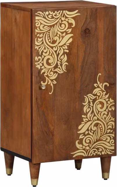 Berkfield Home Mango Wood Sideboard in Brown and Gold, W/D/H: 40 x 33 x 75 cm – 1