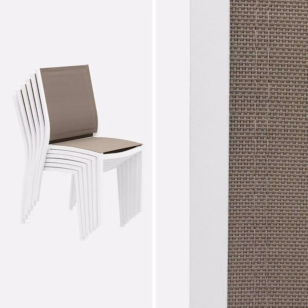 sweeek Pair of Stackable Aluminium Garden Chairs in White – 2