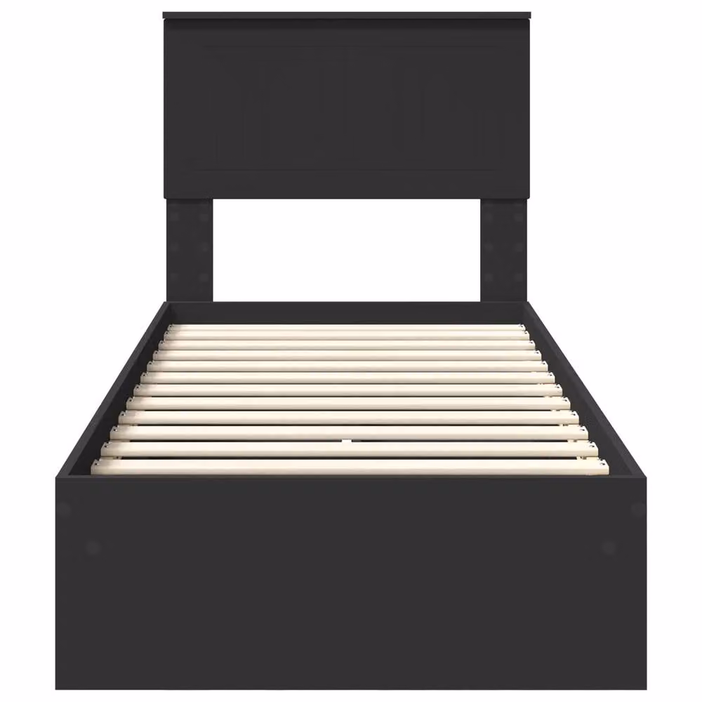 Berkfield Home Modern Black Storage Bed with Headboard and Drawers, Engineered Wood, W: 75 cm x L: 190 cm – 4