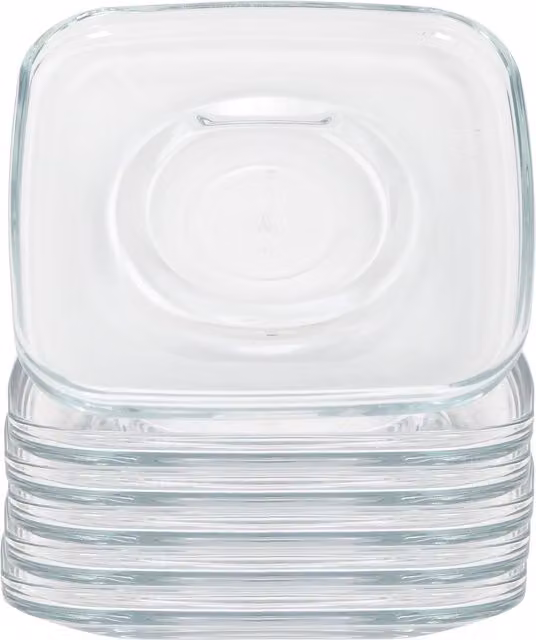 LAV Cozy Glass Espresso Saucers, Clear, Pack of 6, Diameter: 12.5 cm