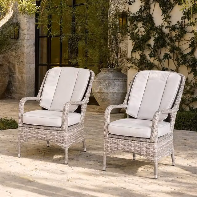 Direct Wicker 2-Piece Outdoor PE Rattan Dining Chairs in White – 1