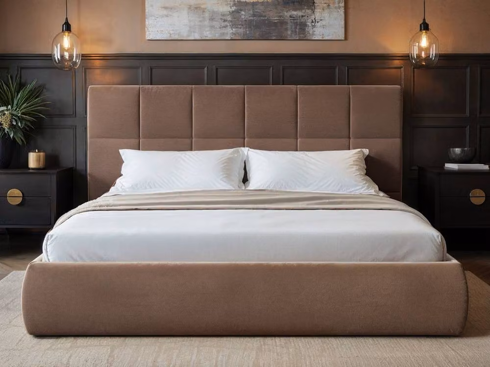 Solace+Co Mika Ottoman Bed in Brown Chocolate Velvet, W/D/H: 140 x 200 x 108 cm – 2