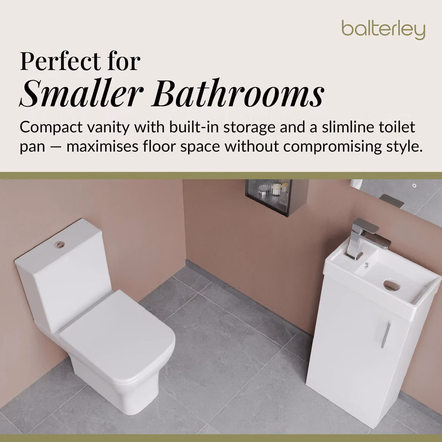 Balterley Gloss White Modern Cloakroom Vanity Basin, Tap and Toilet Set with Chrome Details – 3
