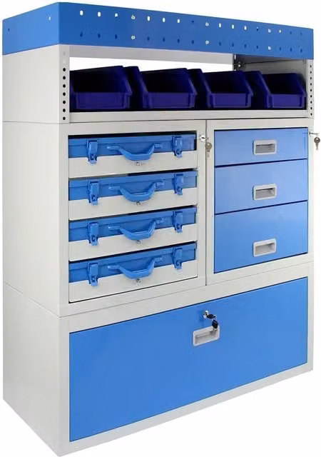 Monstershop Storm Lockable Metal Van Racking in Blue and Grey – 1