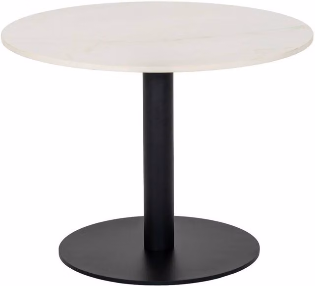 Lemon Pavilion Furniture and Decor Romanby Stone Round Coffee Table in White Metal, W60 x D60 x H45 cm