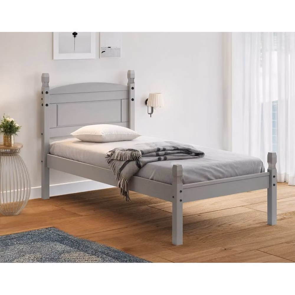 FORGEVIO Childrens Cot Bed Frame in Grey Rustic Waxed Pine and Metal, W/D/H: 120 x 60 cm – 2