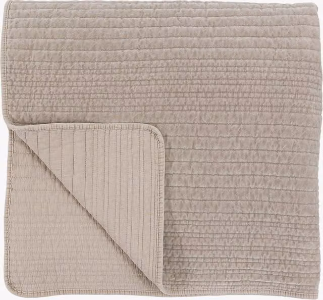 Perch & Parrow Quilted Velvet Striped Bedspread in Beige
