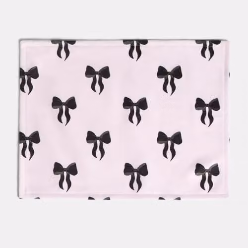 OHS Bow Print Matte Velvet Placemat Set of 4 in Pink, W: 40 cm, D: 30 cm – 4