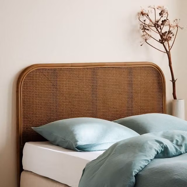 sweeek Dark Brown Rattan and Cane Boho Headboard, EU King Size – 1