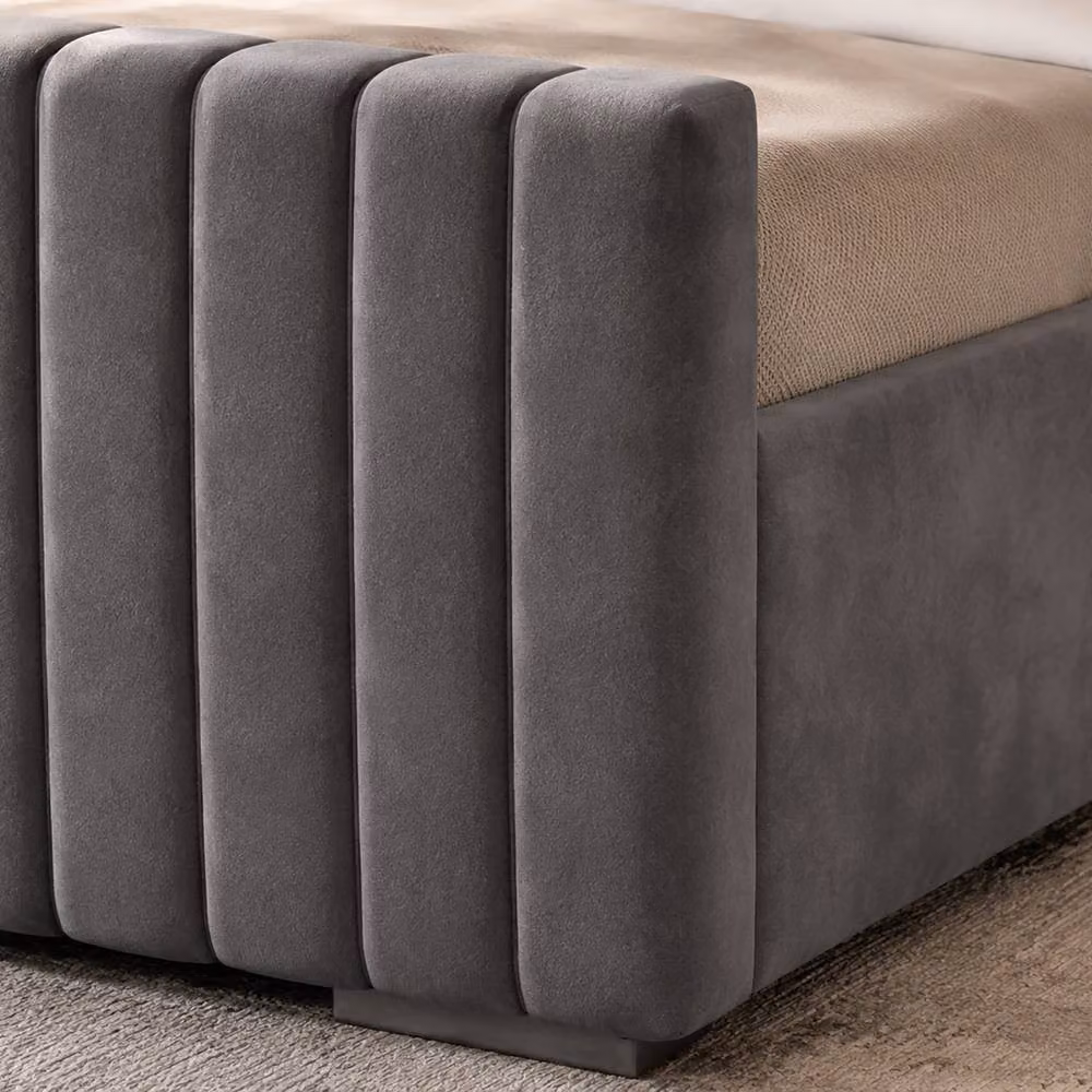 Soft Snooze Beds Luxury Single Divan Bed Set with Mattress and Headboard in Grey Velvet, W/D/H: 90 x 190 cm – 3
